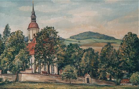 Bertsdorfer Kirche mit dem Breiteberg